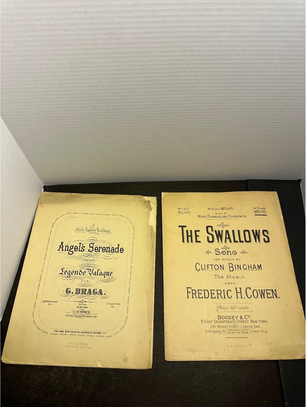 Antique 1895 Sheet Music Lot The Swallows Angel’s Serenade Braga Cowen